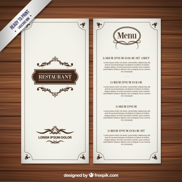 Bezpłatny wektor menu w restauracji w stylu retro