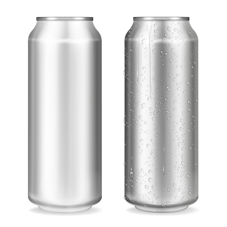 Bezpłatny plik Wektor metal może ilustracja 3d realistyczny pojemnik na napoje gazowane lub energetyczne, lemoniady lub piwa.