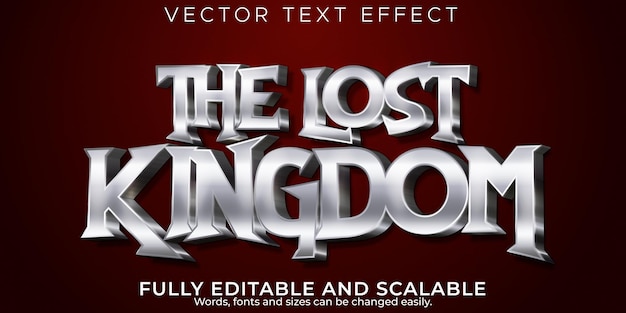 Metaliczny efekt tekstu, edytowalny styl tekstu królestwa i miecza