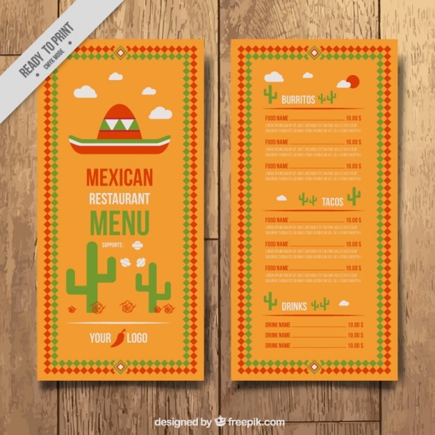 Mexican Szablon Menu