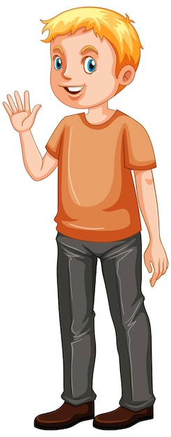 Bezpłatny wektor mężczyzna ubrany w pomarańczową koszulkę z kreskówką
