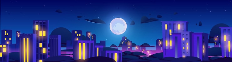 Bezpłatny plik Wektor miasto nocne z architekturą oświetlenia neonowego