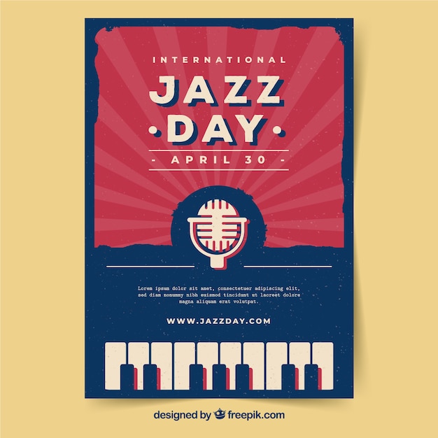 Bezpłatny wektor międzynarodowy dzień jazzowy plakat w stylu vintage