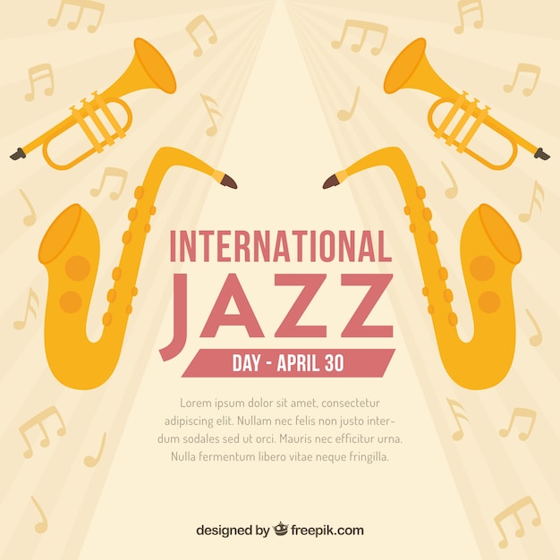 Bezpłatny wektor międzynarodowy dzień jazzowy płaski tło