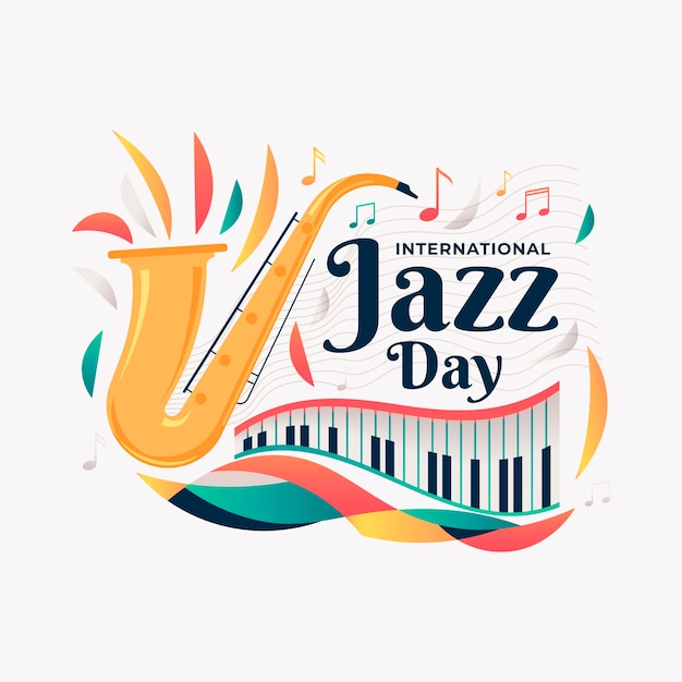 Międzynarodowy dzień jazzu w płaskiej konstrukcji