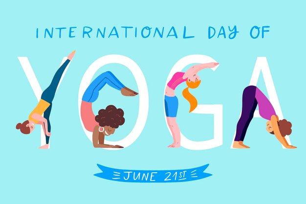 Międzynarodowy dzień jogi ilustrowany koncepcji