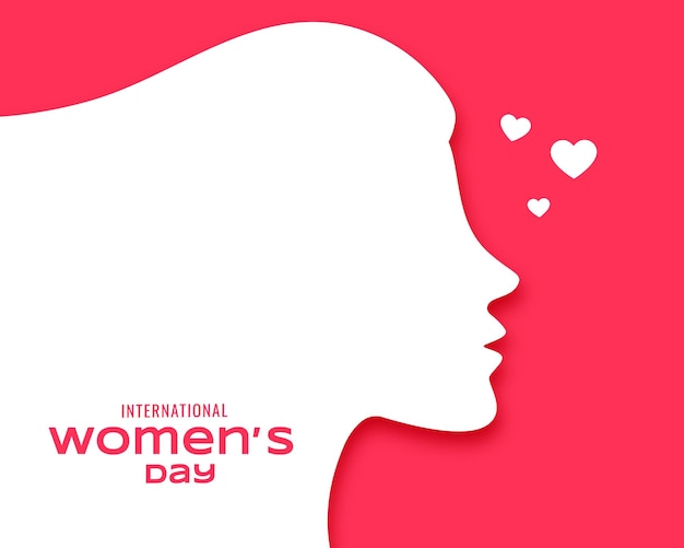Bezpłatny wektor międzynarodowy dzień kobiet z kartką z kobiecą twarzą