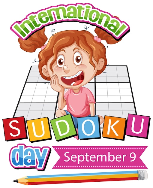 Bezpłatny wektor międzynarodowy dzień sudoku 9 września