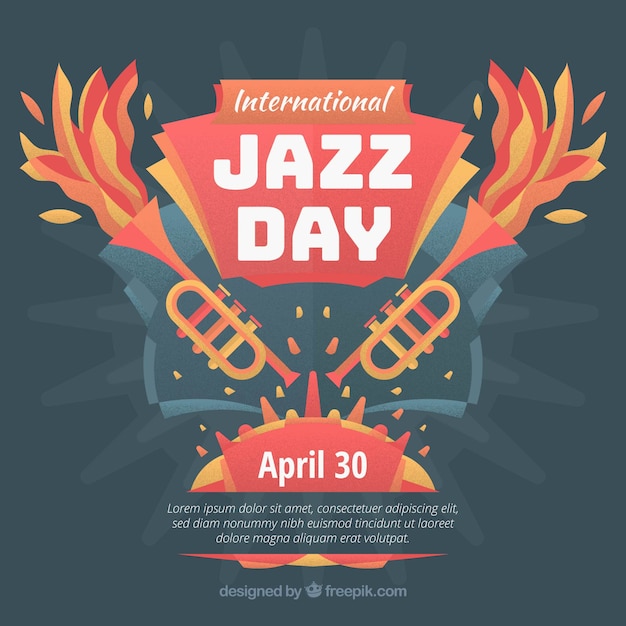 Bezpłatny wektor międzynarodowy dzień tło jazz w płaska konstrukcja