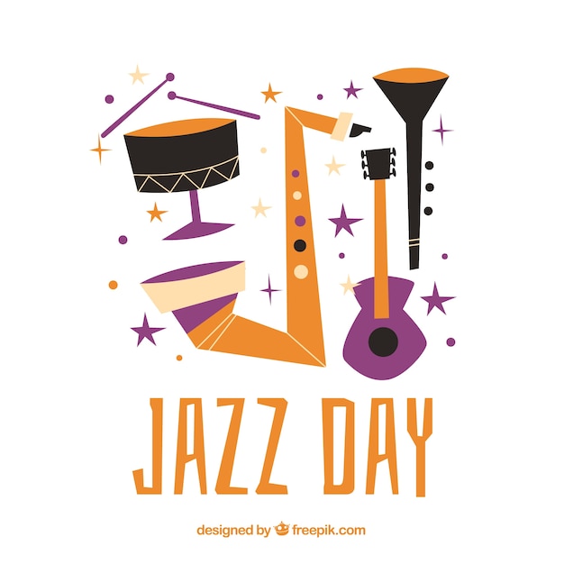 Bezpłatny wektor międzynarodowy dzień tło jazz w płaska konstrukcja