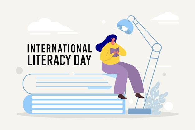 Międzynarodowy dzień umiejętności czytania i pisania w płaskiej konstrukcji