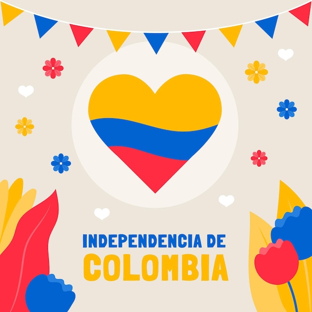 Bezpłatny wektor mieszkanie 20 de julio - independencia de colombia illustration