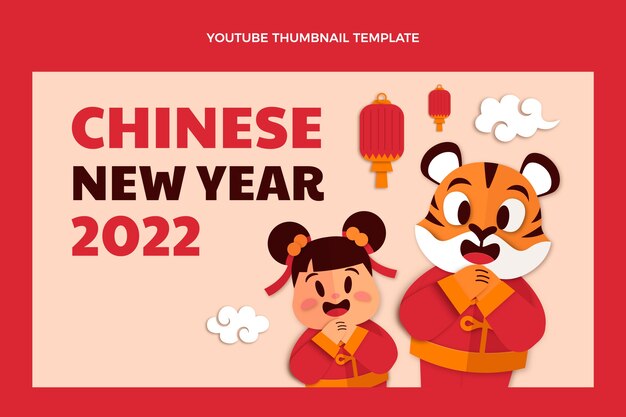 Bezpłatny wektor miniatura youtube w stylu papieru chińskiego nowego roku