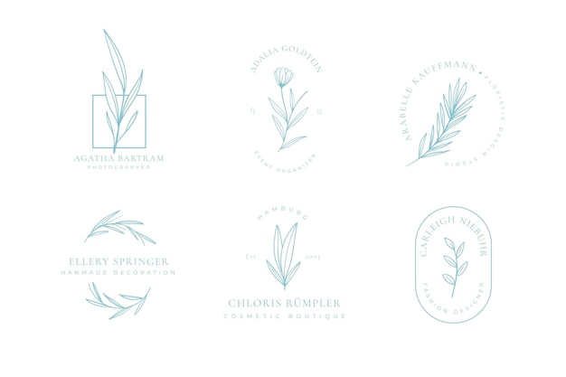Minimalistyczna kolekcja kwiatowych logo