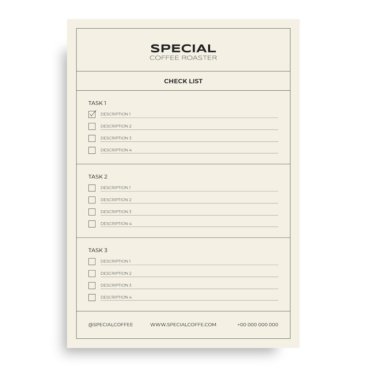Bezpłatny plik Wektor minimalistyczna specjalna lista kontrolna palarni kawy