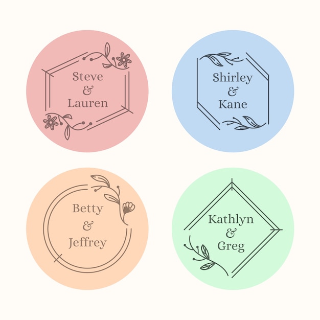 Minimalistyczne ślubne Monogramy W Pastelowych Kolorach