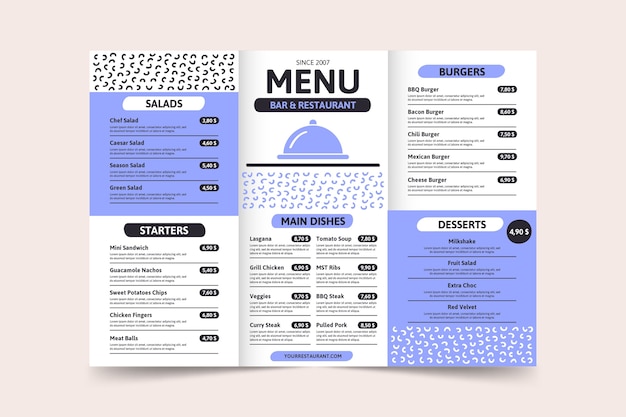 Minimalistyczny Niebieski Szablon Strony Menu