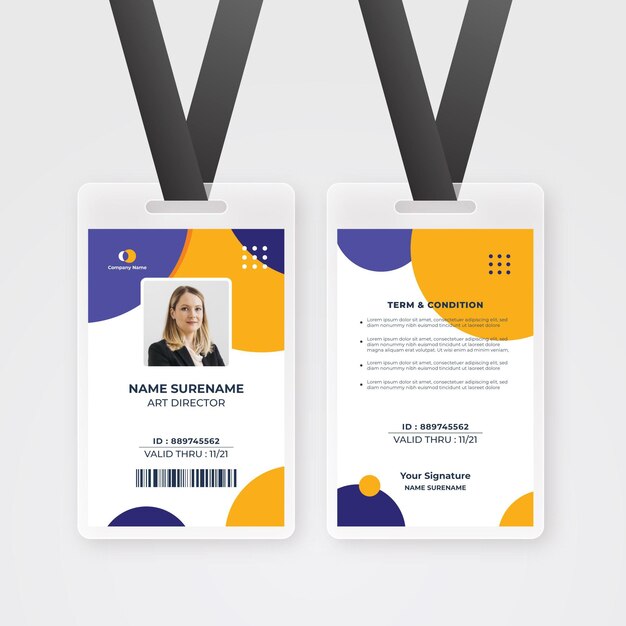 Minimalistyczny szablon karty identyfikacyjnej pracownika ze zdjęciem