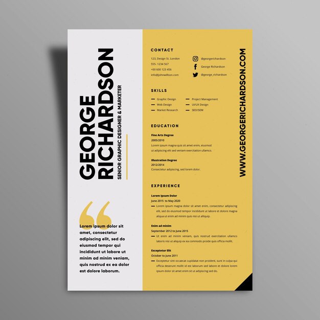 Minimalistyczny szablon życiorysów