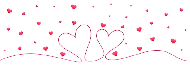 Bezpłatny wektor minimalna linia serca doodle valentine banner