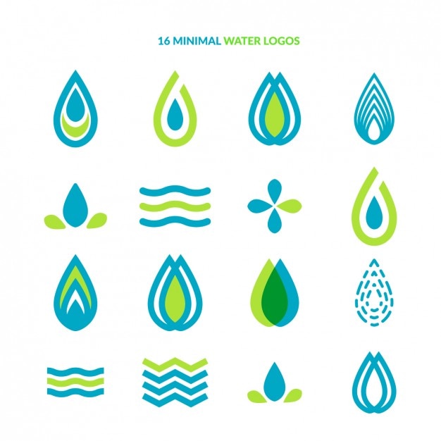 Bezpłatny wektor minimalna woda logo collection