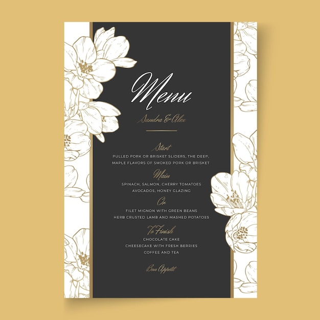 Minimalne menu weselne