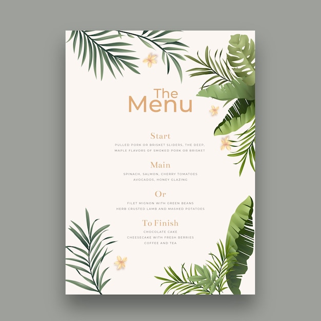 Bezpłatny wektor minimalny szablon menu weselnego