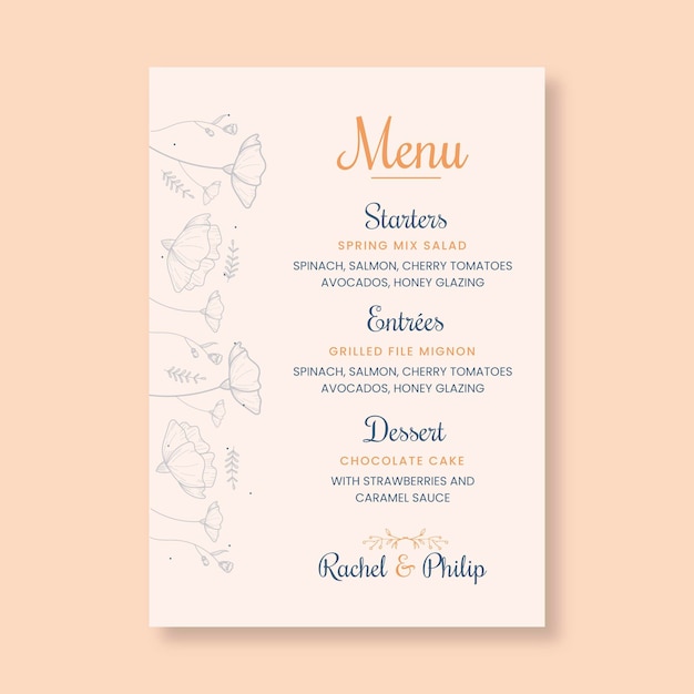 Minimalny Szablon Menu Weselnego