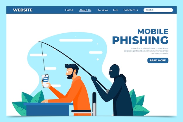 Bezpłatny wektor mobilna strona docelowa phishingu