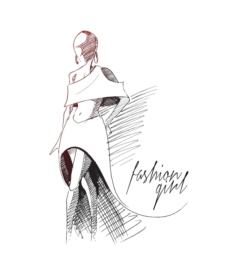 Bezpłatny plik Wektor modelki moda dziewczyna ręcznie rysowane szkic ilustracji wektorowych