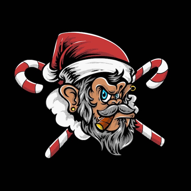 Bezpłatny wektor monkey santa claus wektorowe logo