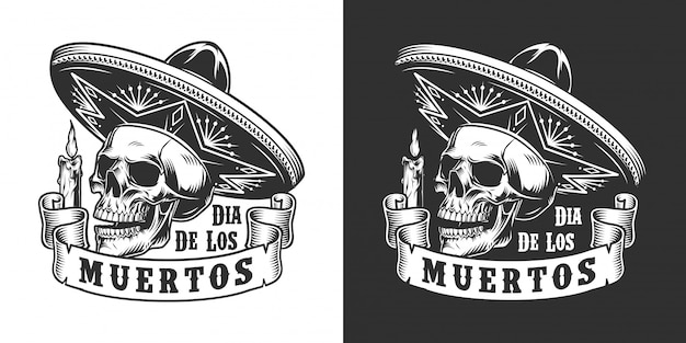 Monochromatyczna Etykieta Dia De Los Muertos