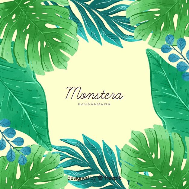 Monstera opuszcza tło ramki