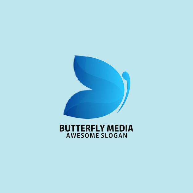 Bezpłatny wektor motyl z kolorem gradientu projektu logo play media