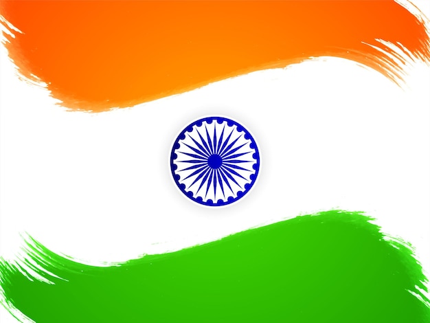 Motyw Flagi Indyjskiej Dzień Niepodległości Pociągnięcia Pędzlem Tło Wektor