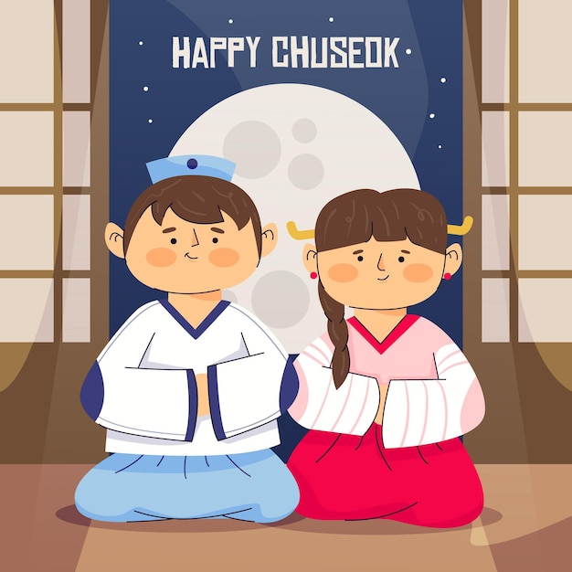 Bezpłatny wektor motyw ilustracji festiwalu chuseok