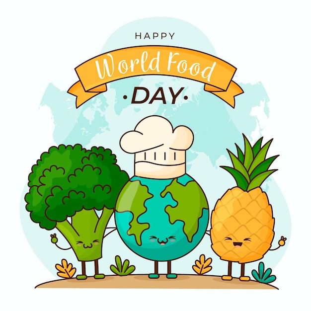 Bezpłatny wektor motyw ilustracji światowego dnia żywności