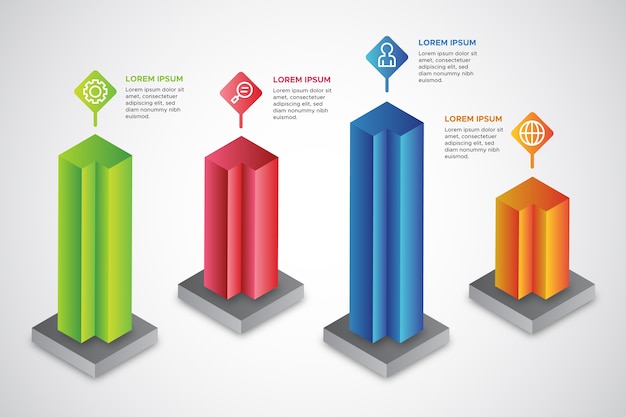 Bezpłatny wektor motyw infografiki izometryczny