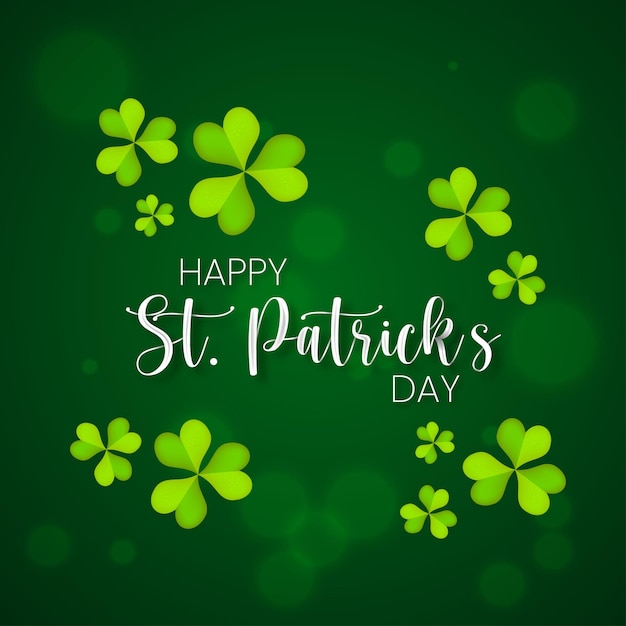 Motyw St Patricks Day Shamrock Ciemnozielone Tło Social Media Design Banner