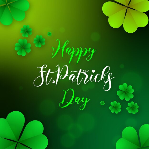 Motyw St Patricks Day Shamrock Ciemnozielone tło Social Media Design Banner