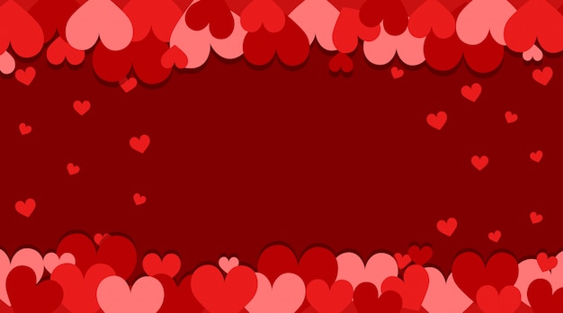 Bezpłatny wektor motyw valentine z czerwonymi i różowymi sercami