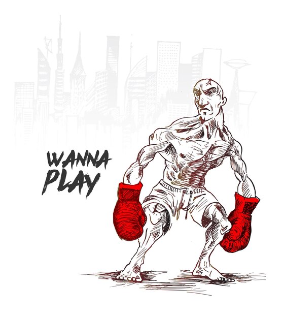 Muskularny mężczyzna pokazuje swoją siłę Boxing Club Boxing godło ilustracja wektorowa
