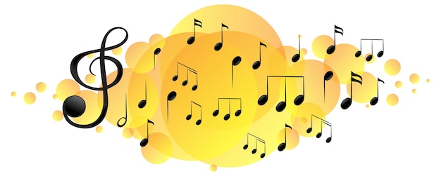 Muzyczne symbole melodii na żółtej plamie