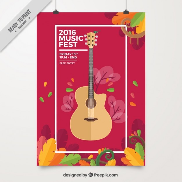 Muzyka Fest Plakat Z Gitarą