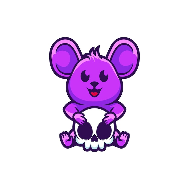 Bezpłatny wektor mysz z logo maskotki czaszki