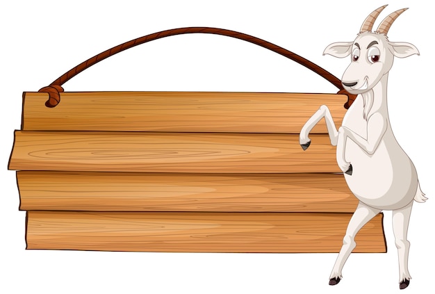 Bezpłatny wektor na białym tle drewniany sztandar z kozą