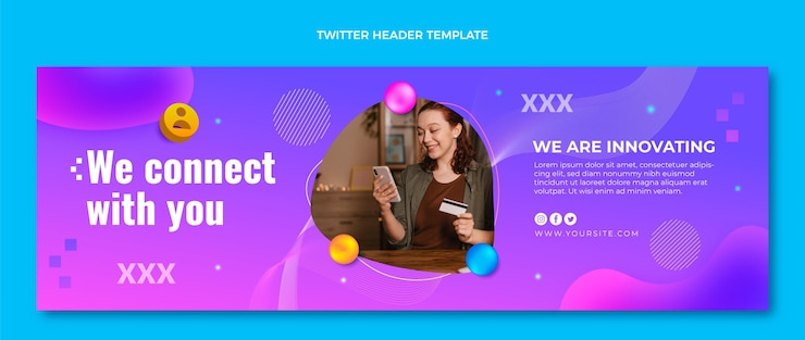 Bezpłatny plik Wektor nagłówek twittera z technologią płynów gradientowych