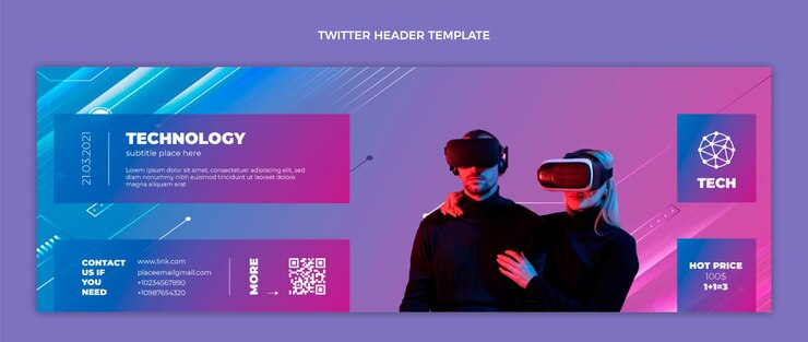 Bezpłatny plik Wektor nagłówek twittera z technologią tekstury gradientowej