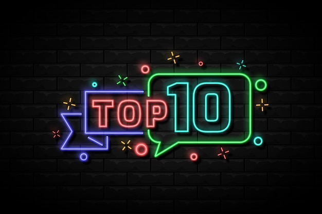 Bezpłatny wektor nagroda neon top 10