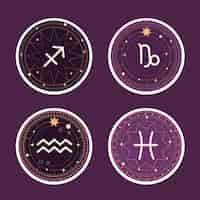 Bezpłatny wektor naiwna kolekcja naklejek ze znakiem zodiaku